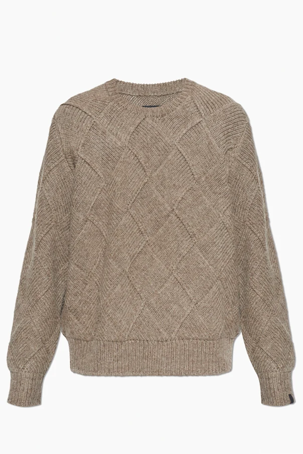 BRĄZOWY Sweter o dekoracyjnym splocie