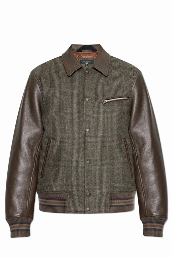 BROWN Wool jacket with leather sleeves