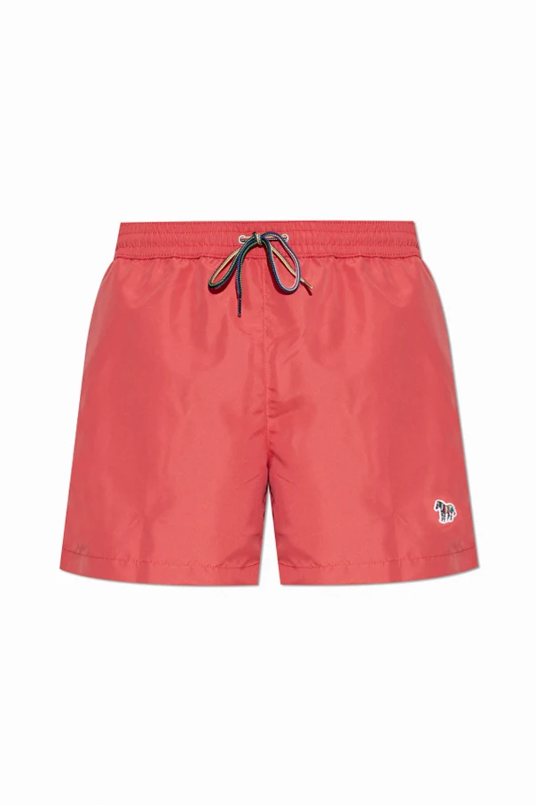 CZERWONY Kąpielówki z logo