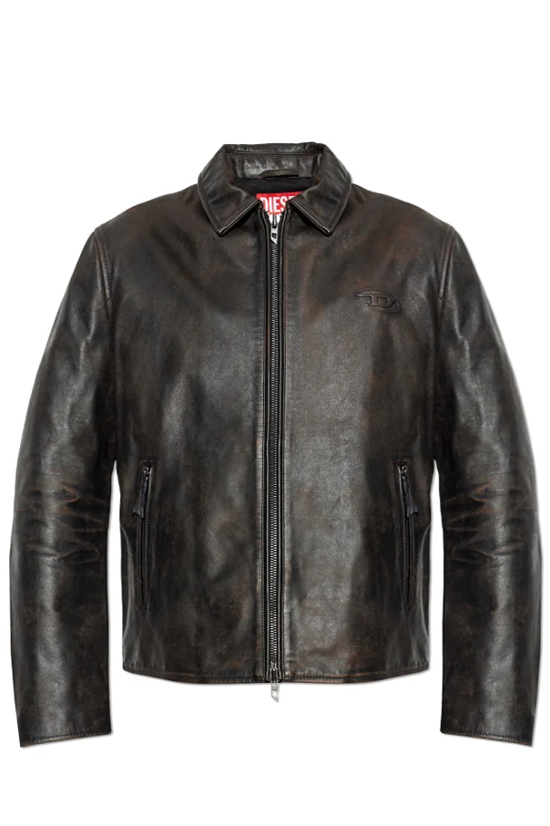 BRĄZOWY Skórzana kurtka ‘L-AMAR-WRD’