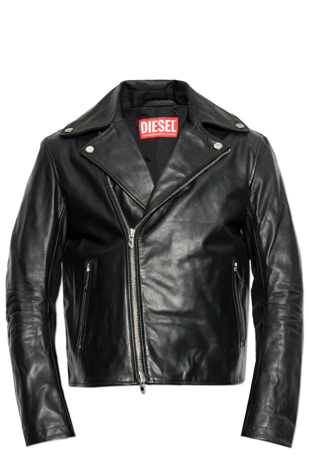 CZARNY Skórzana kurtka ‘L-EO-WRD’