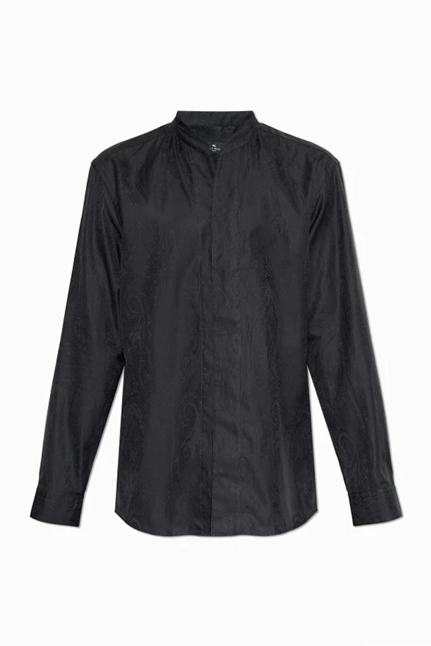 BLACK Stand Collar Shirt