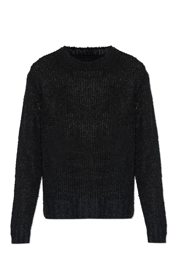 SCHWARZ Leinenpullover mit roh verarbeitetem Saum