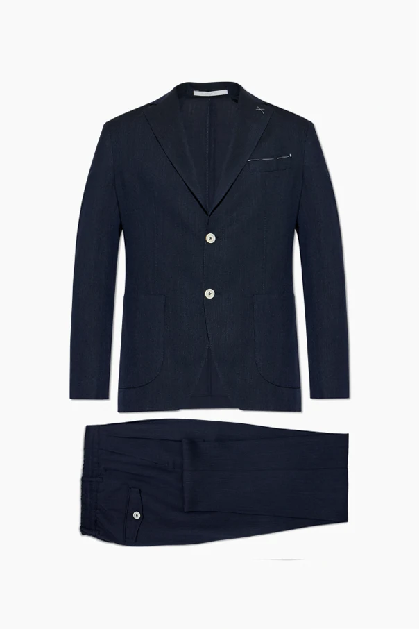 GRANATOWY Wełniany garnitur