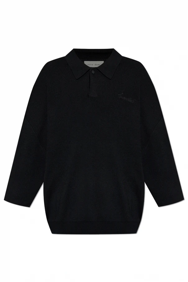 BLACK Oversized wool polo