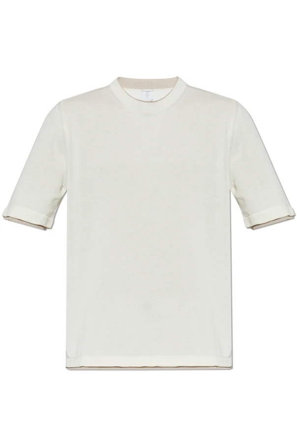 CREME Baumwoll-T-Shirt mit Rundhalsausschnitt