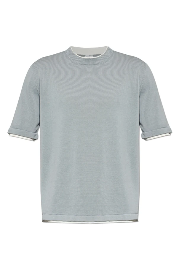 SZARY Bawełniany t-shirt z okrągłym dekoltem