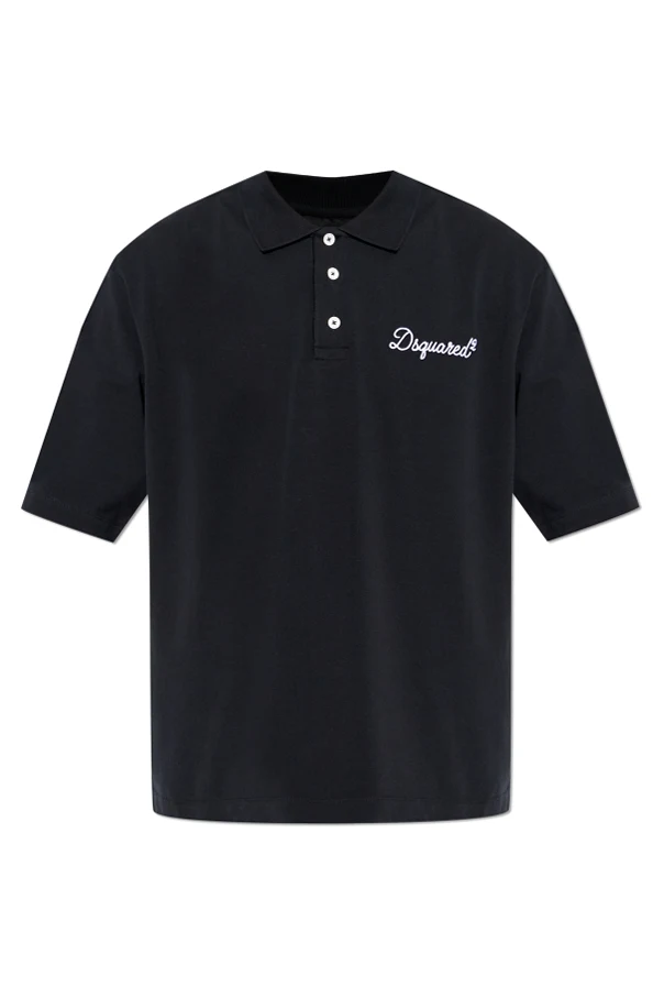 SCHWARZ Polo mit aufgesticktem Logo