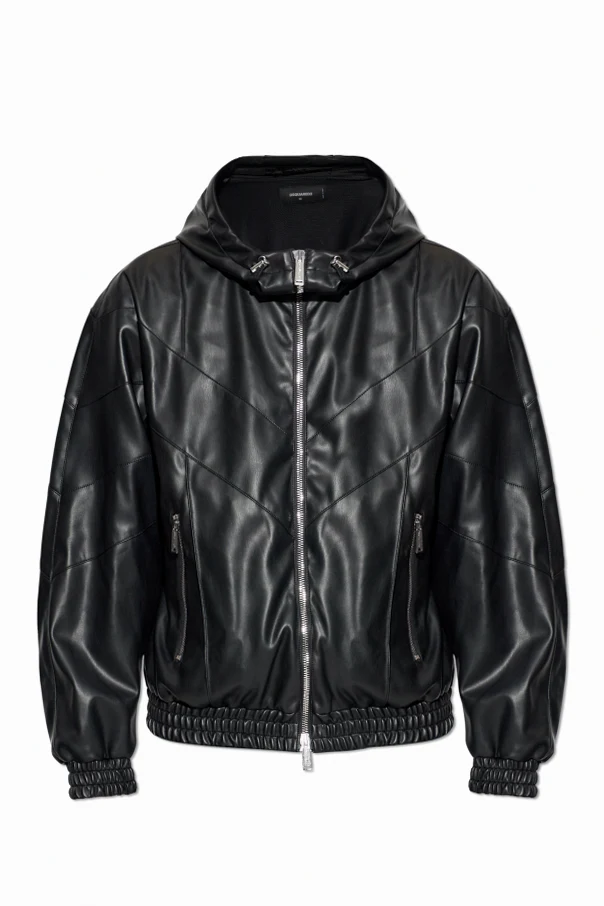 CZARNY Kurtka z eco skóry