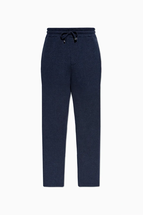 MARINEBLAU Gemusterte Hose mit weitem Schnitt