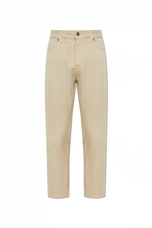 beige Cotton pants with tapered legs