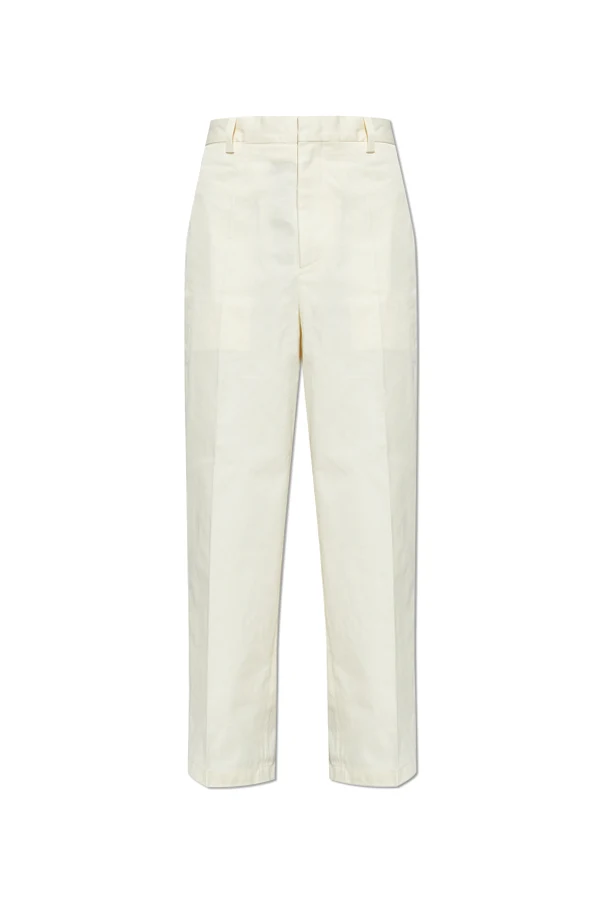cream Straight-leg cotton pants