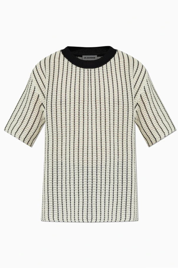 CREME T-Shirt mit dekorativem Strickmuster