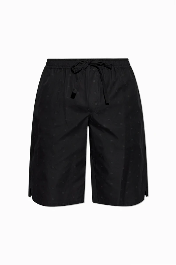 BLACK Cotton shorts with monogram