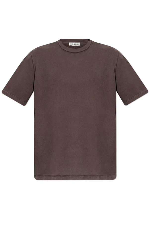 BRĄZOWY T-shirt z okrągłym dekoltem