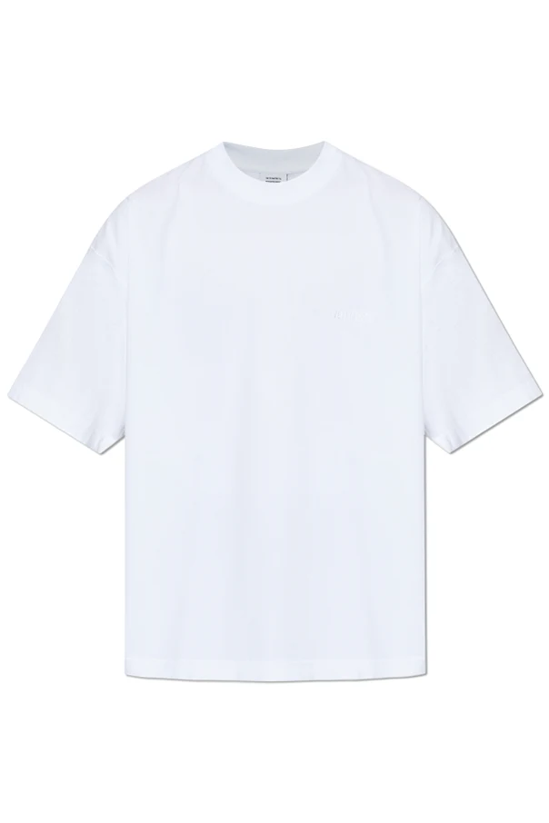 WEISS T-Shirt mit aufgesticktem Logo