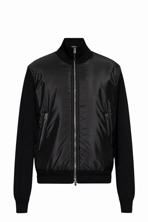SCHWARZ Strickjacke mit wattierter Vorderseite