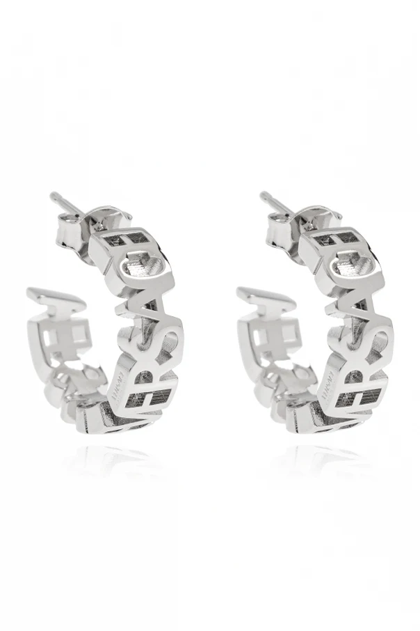 SILVER Brass earrings with logo