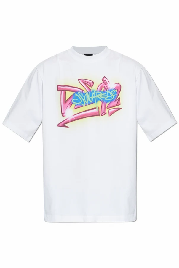 BIAŁY  T-shirt z kolorowym nadrukiem