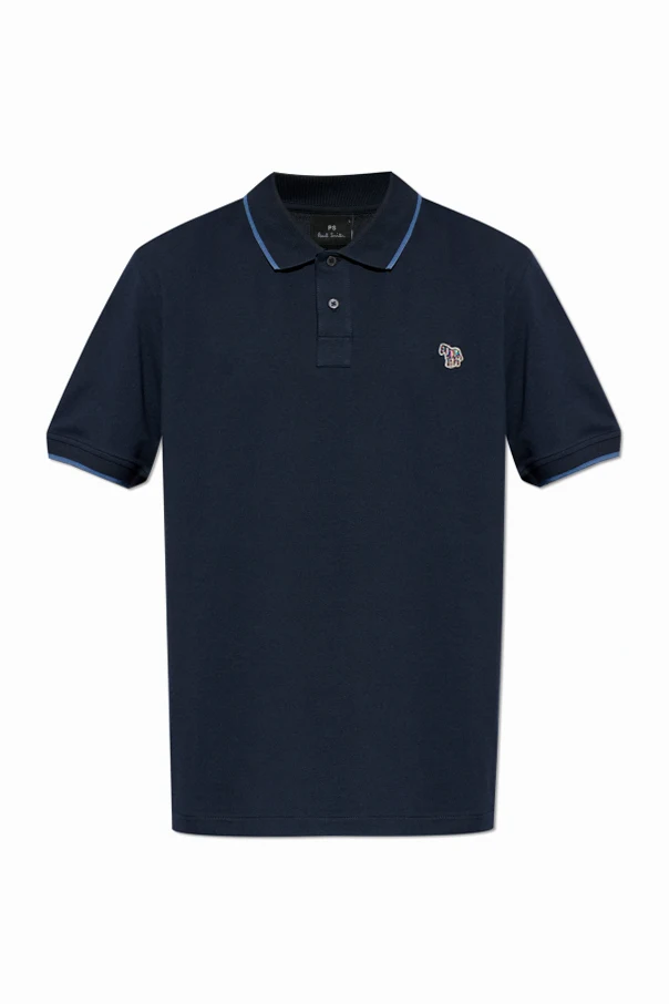 MARINEBLAU Baumwoll-Poloshirt mit Logo-Aufnäher