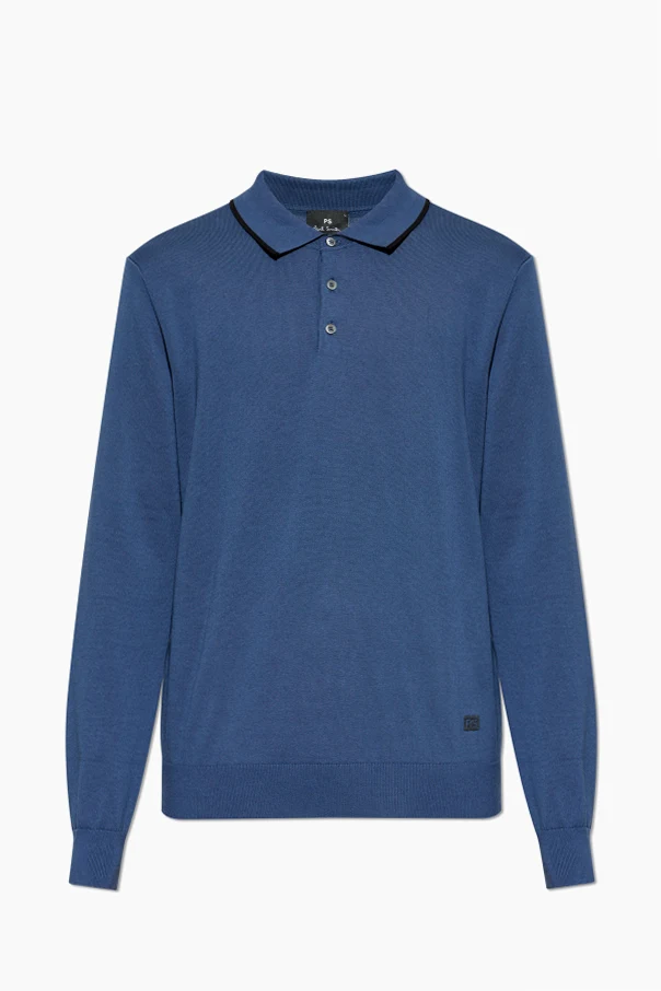 BLAU Polohemd mit langen Ärmeln