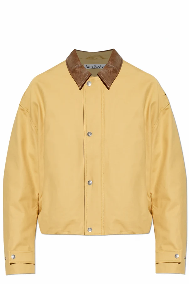 BEIGE Gefütterte Jacke mit Lederkragen