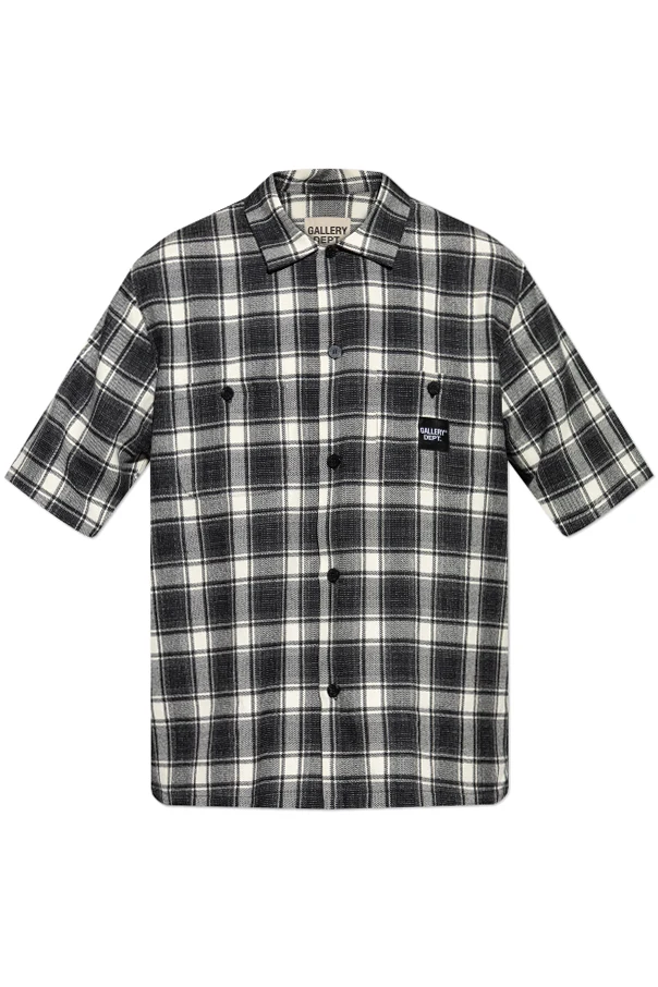 CZARNY Wełniana koszula z krótkimi rękawami