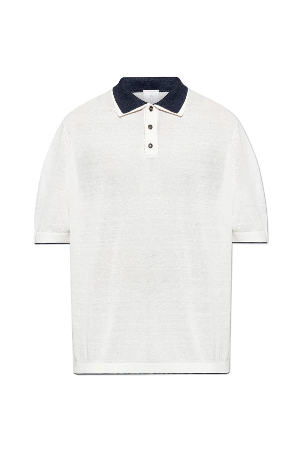 WEISS Leinen-Poloshirt