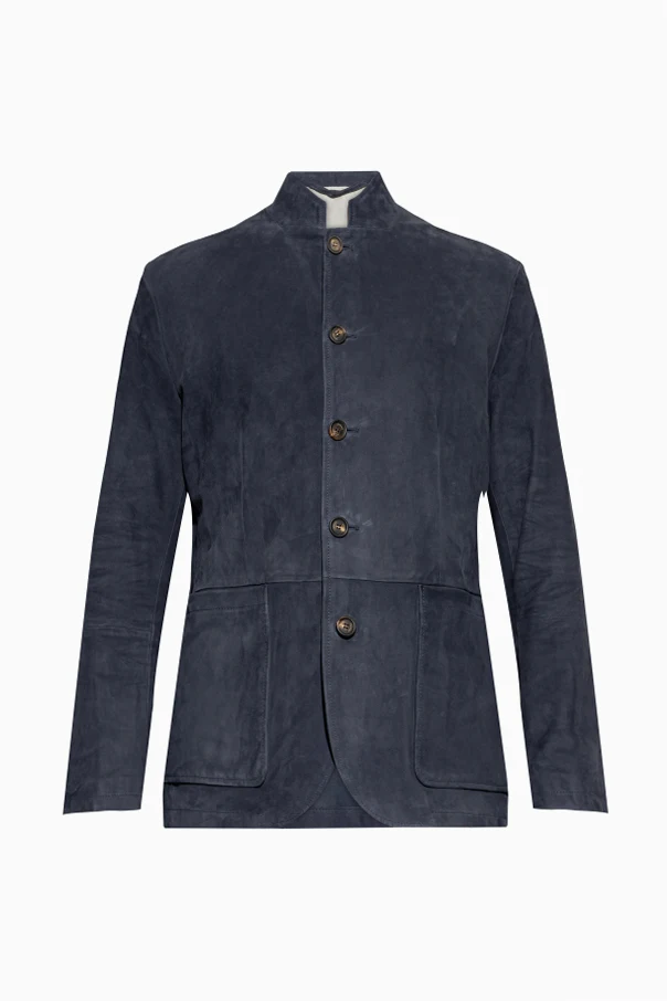 GRANATOWY Skórzana kurtka