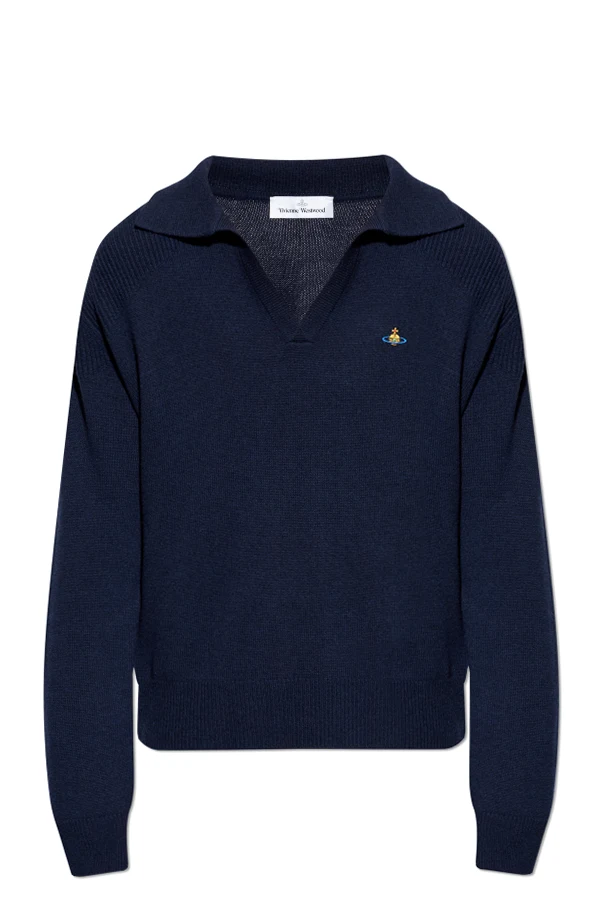 GRANATOWY Sweter z naszywką logo