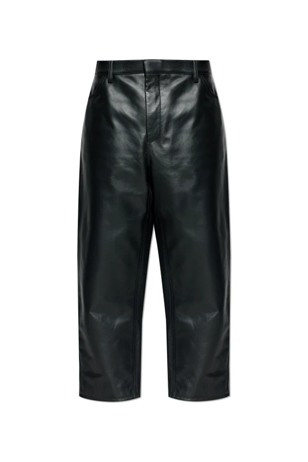 CZARNY Skórzane spodnie