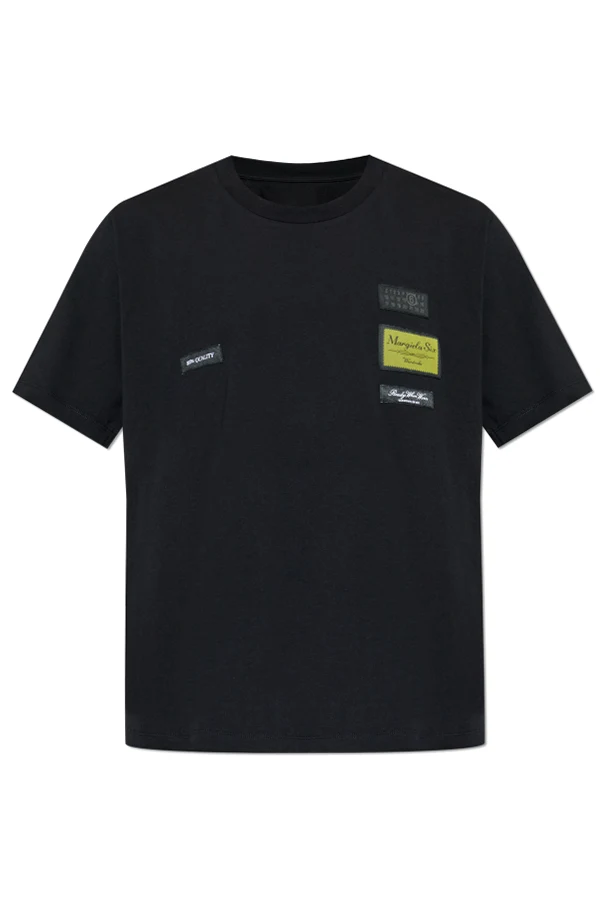 SCHWARZ T-Shirt mit Aufnähern