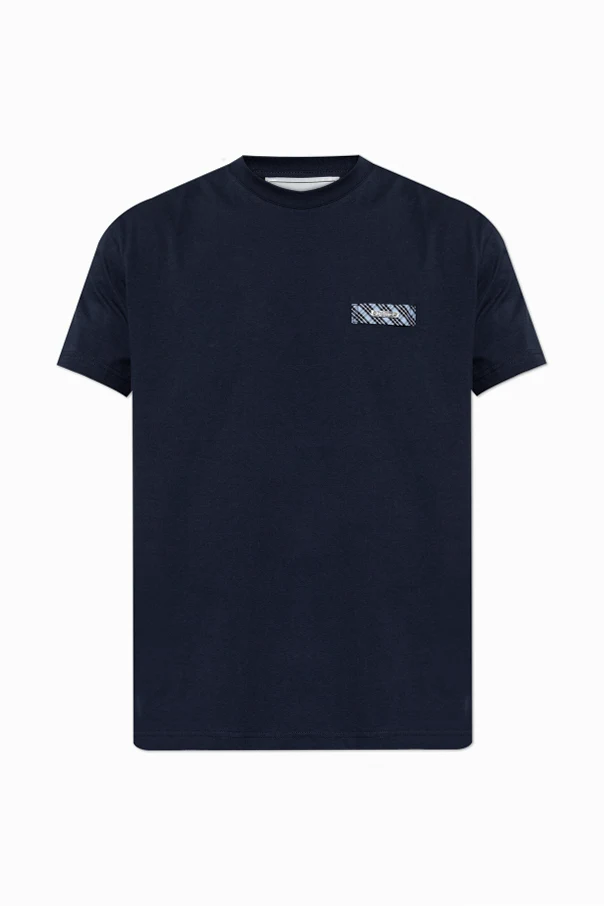 NAVY BLUE T-shirt with logo applique
