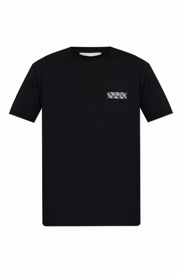BLACK T-shirt with logo appliqué