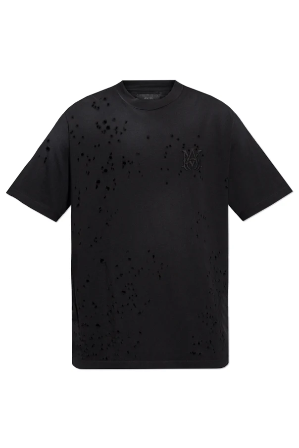 CZARNY T-shirt z efektem `vintage`