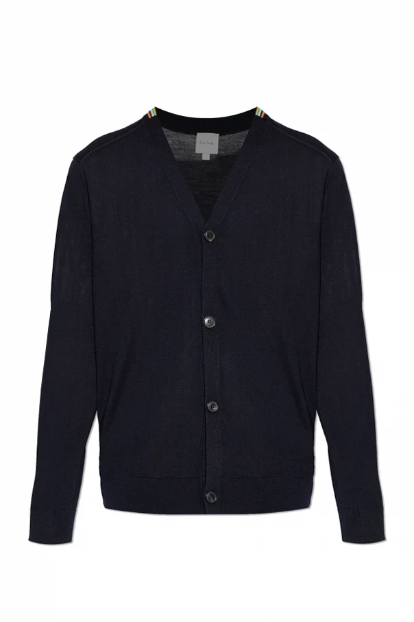 MARINEBLAU Wollstrickjacke mit V-Ausschnitt