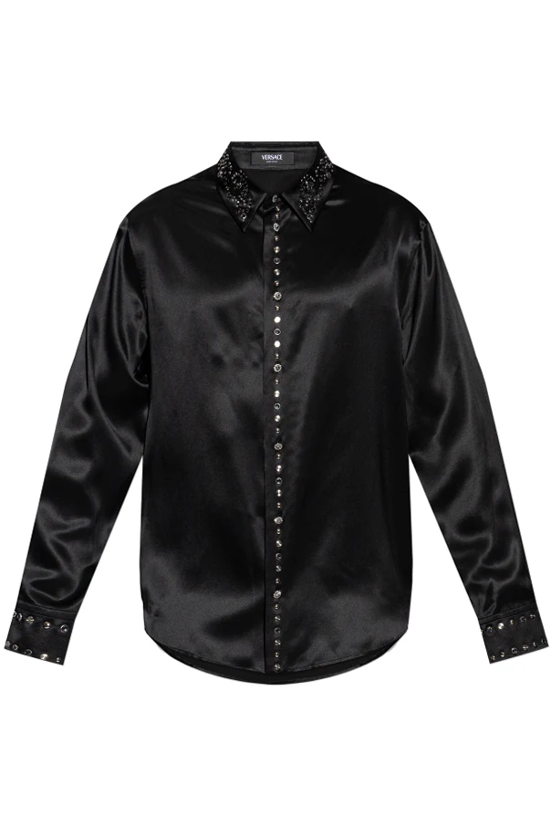 SCHWARZ Seidenhemd mit schimmernden Pailletten