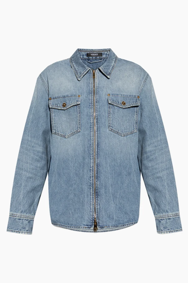 NIEBIESKI Jeansowa koszula z efektem `vintage`