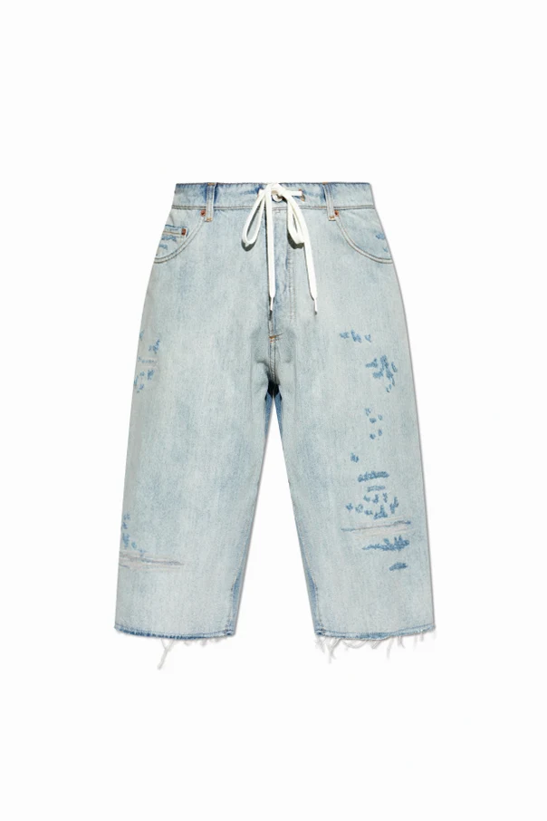 BLUE Raw-hem denim shorts