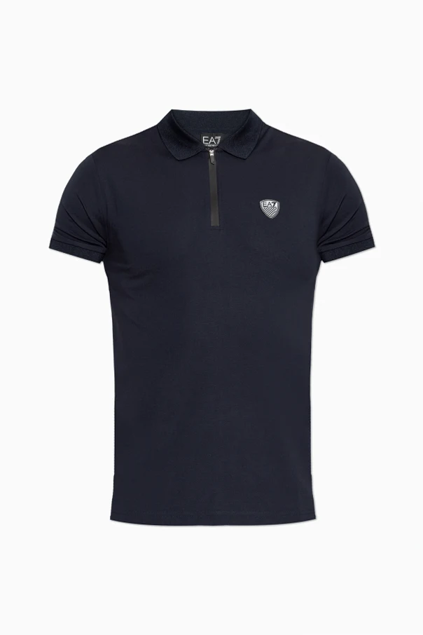 GRANATOWY Polo z naszywką z logo