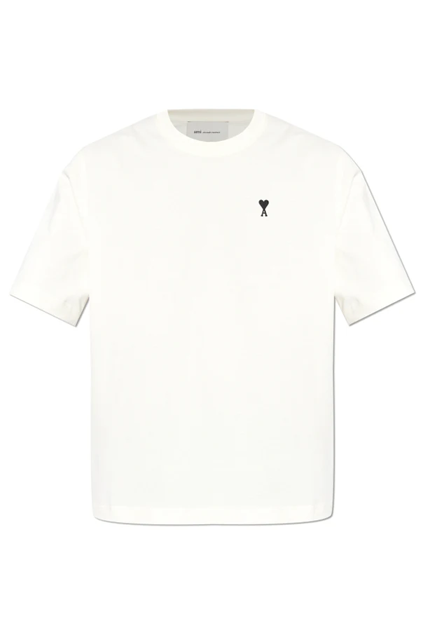 kremowy T-shirt z nadrukiem