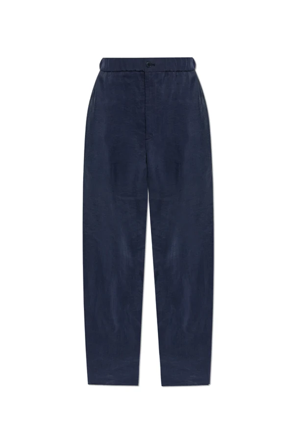 NAVY BLUE Loose-fit silk pants