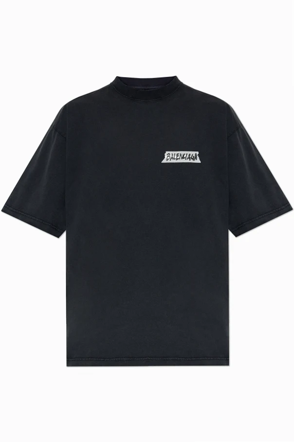 CZARNY T-shirt z efektem vintage