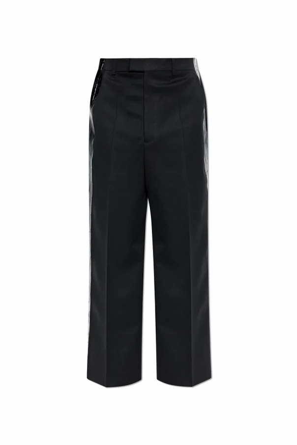 BLACK Creased pants with decorative side stripes