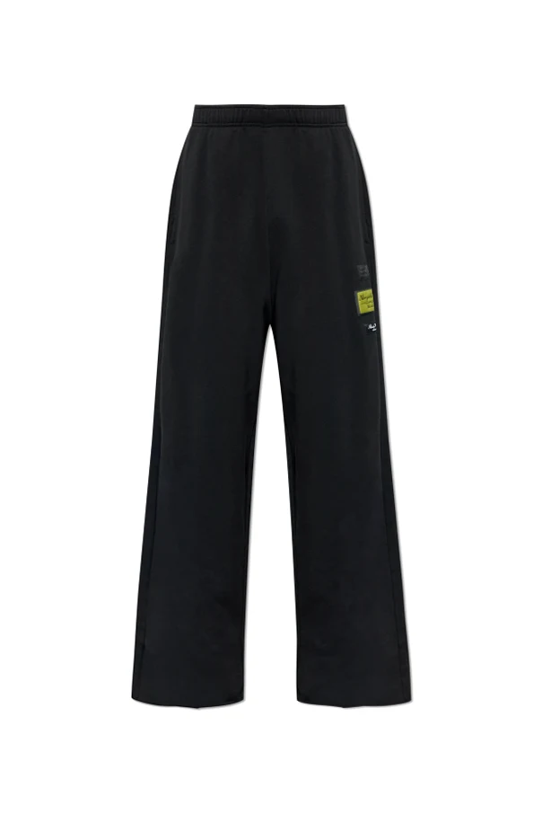 CZARNY Spodnie dresowe z naszywką logo