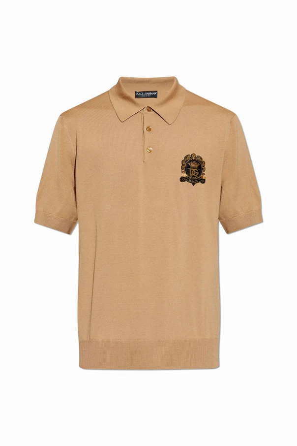 beige Wool polo with appliqué