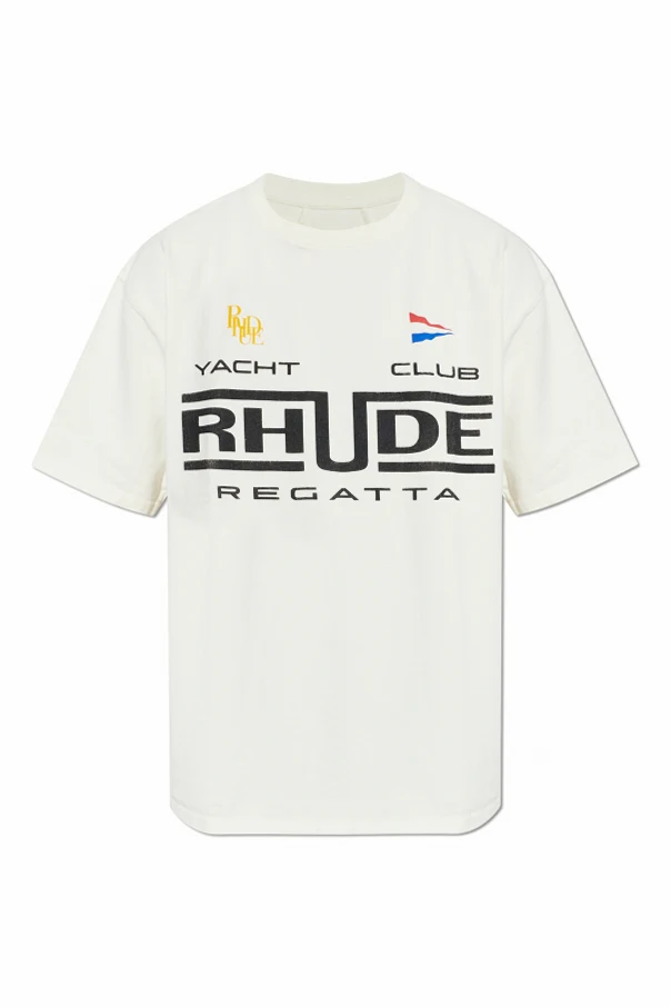 kremowy T-shirt z nadrukiem