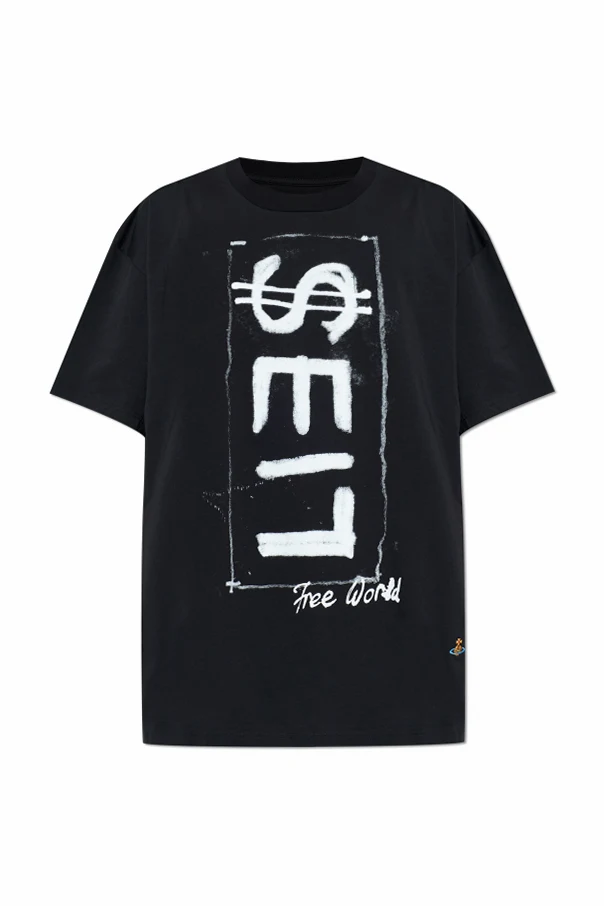 CZARNY T-shirt z nadrukiem