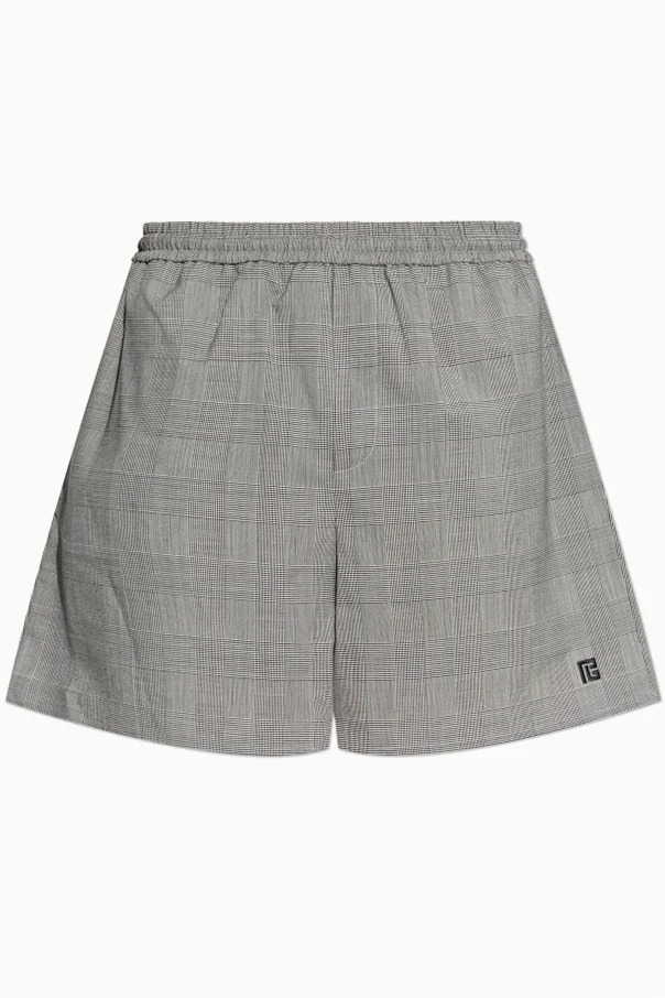 GREY Wool houndstooth patterned shorts