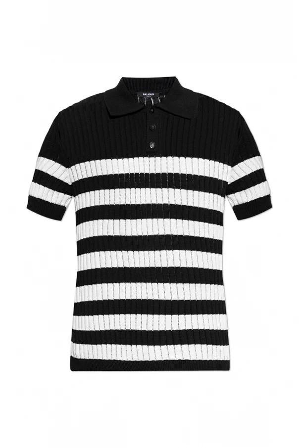 BLACK Striped polo shirt